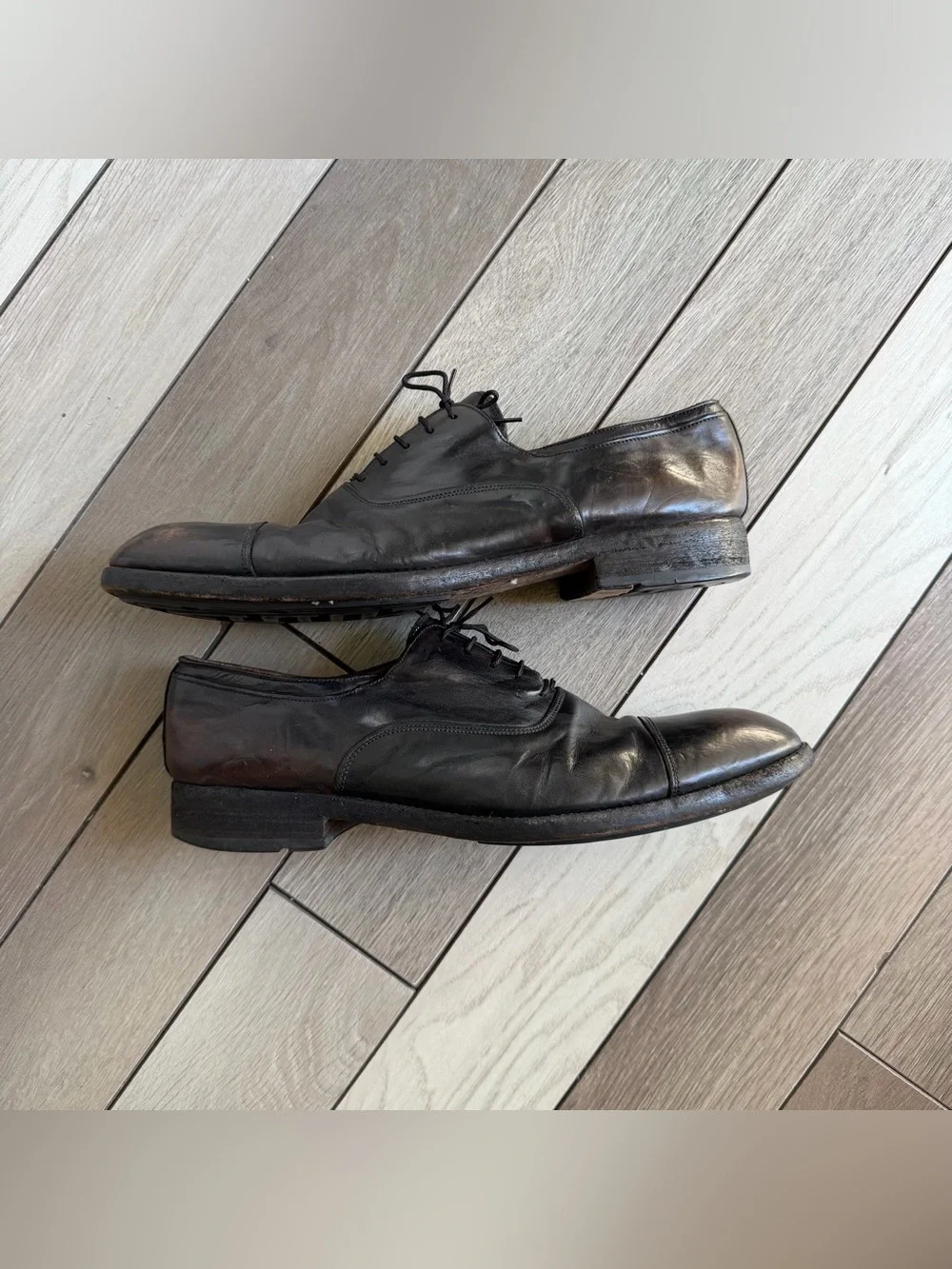 Officine Creative dark brown leather oxford shoes